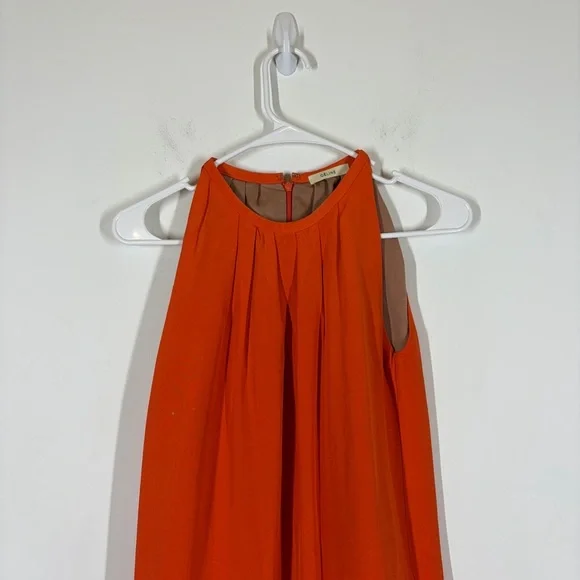 Celine 100% Silk Orange Dress Size 34 - Picture 5 of 10